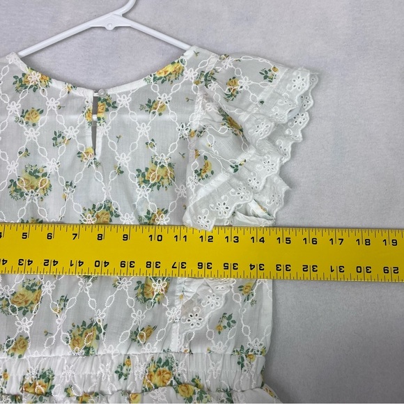 Girls Knit Works Yellow Rose Eyelet Floral Tiered A-Line Ruffled Dress Size 12 - Picture 16 of 16
